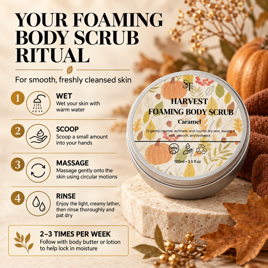Caramel Foaming Body Scrub | Exfoliating & Nourishing Cleanser 100ml