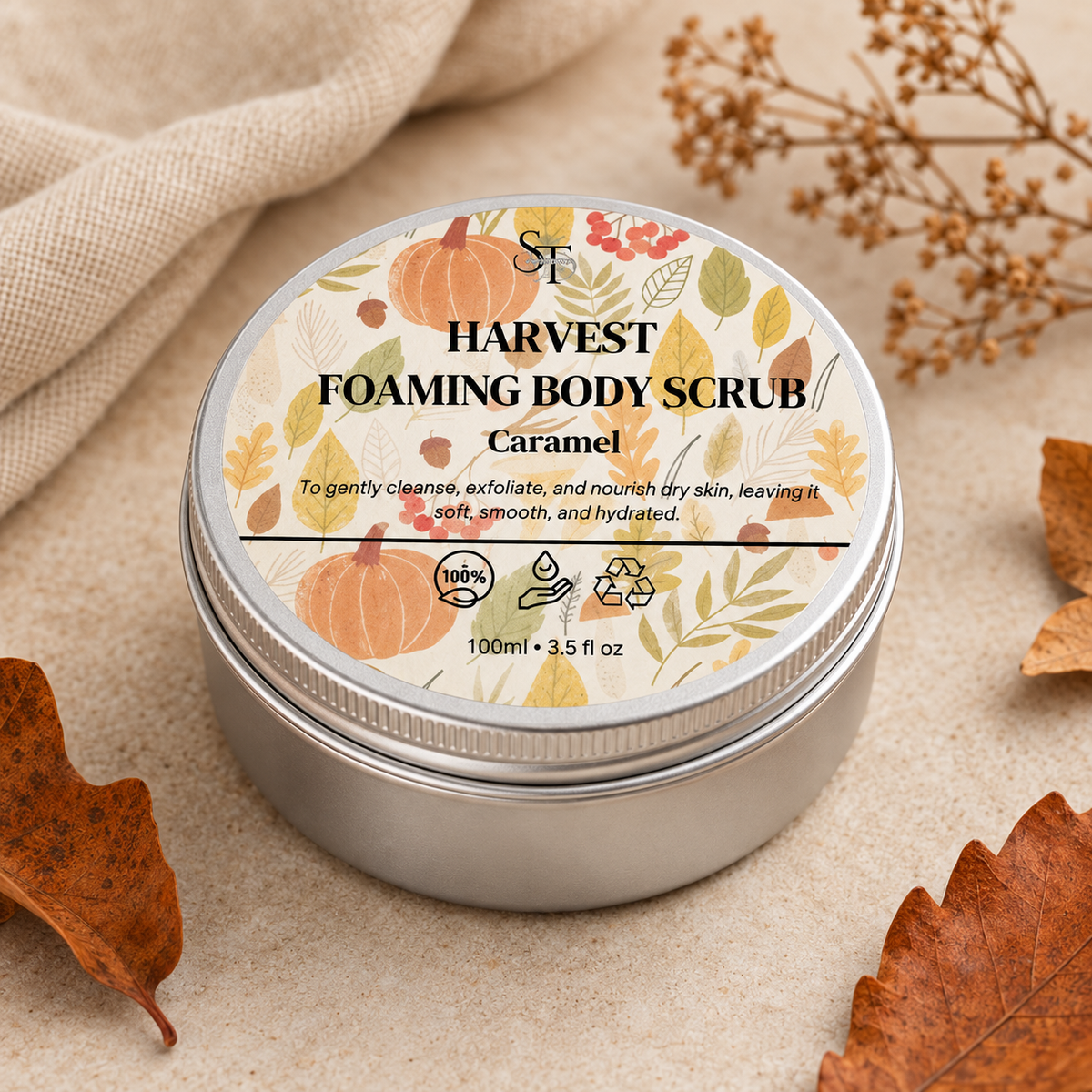Caramel Foaming Body Scrub | Exfoliating & Nourishing Cleanser 100ml