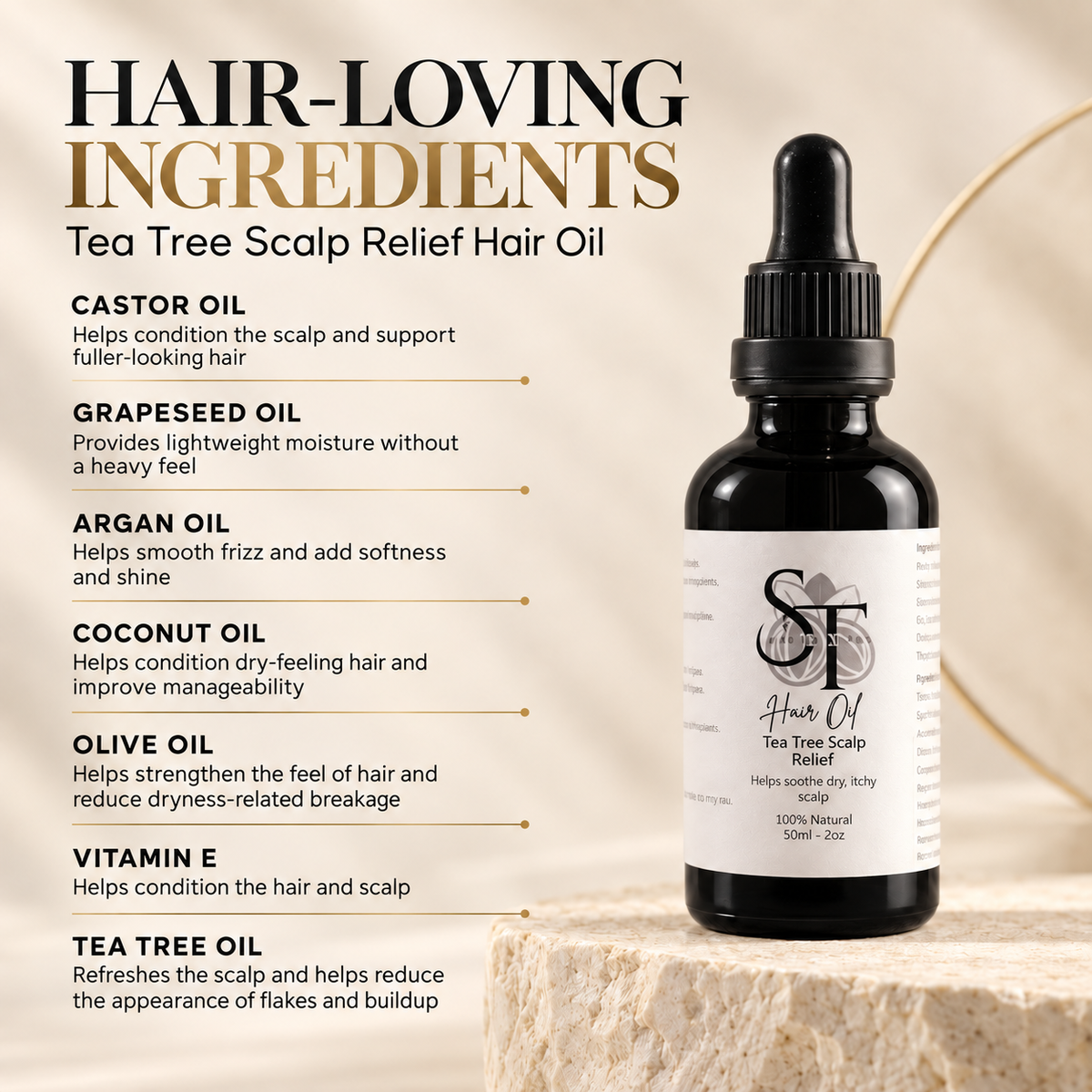 Tea Tree Hair Oil | Natural Scalp Care & Nourishing Hair Oil 50ml