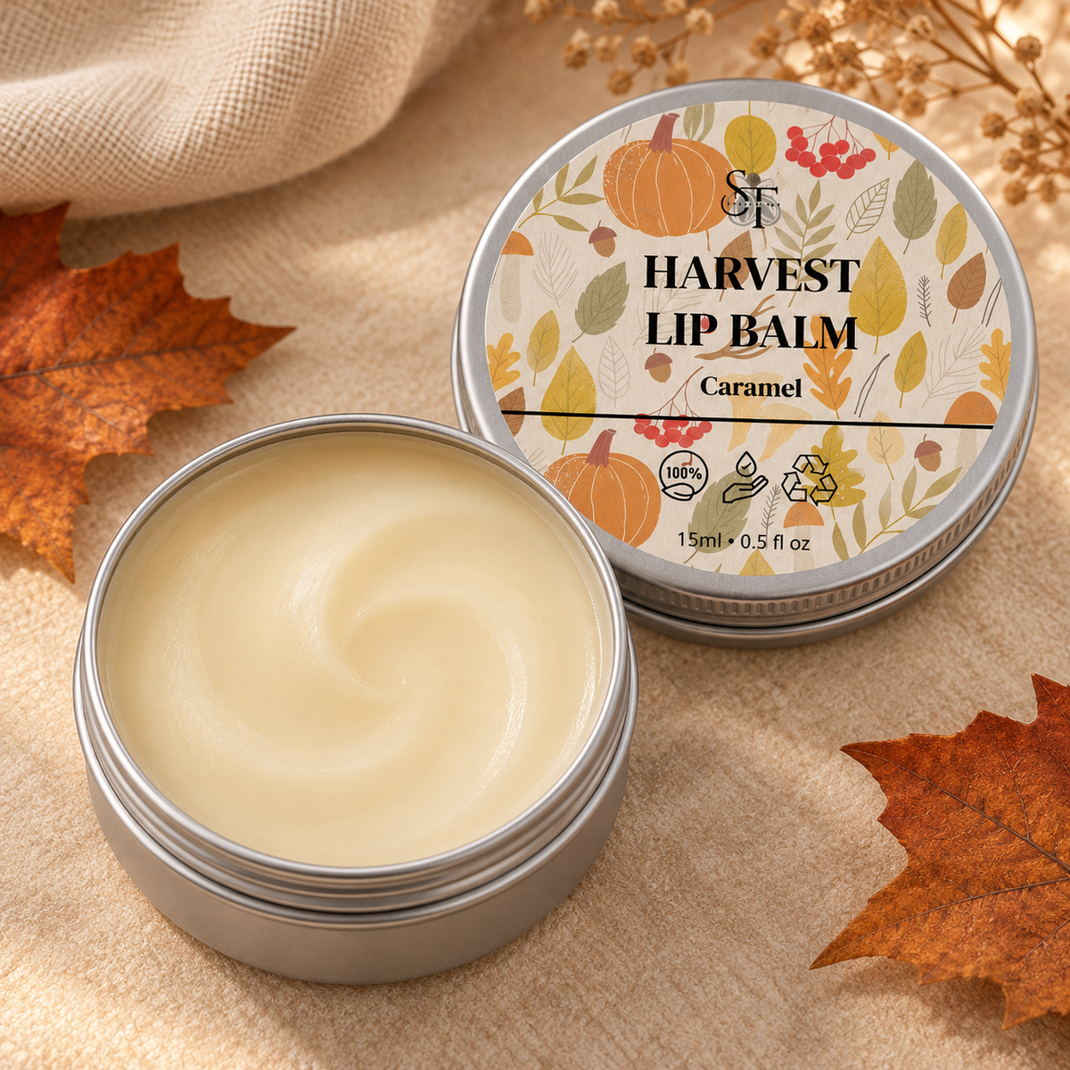 Caramel Lip Balm | Natural Shea Butter Moisturising Lip Care 15ml
