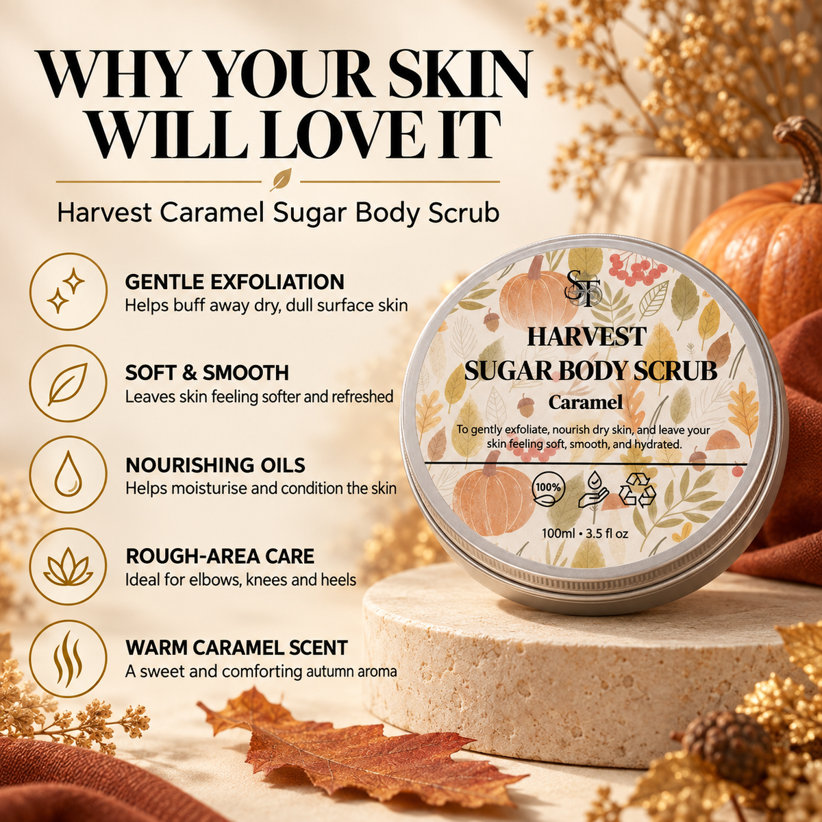 Caramel Sugar Body Scrub | Gentle Exfoliating 100ml