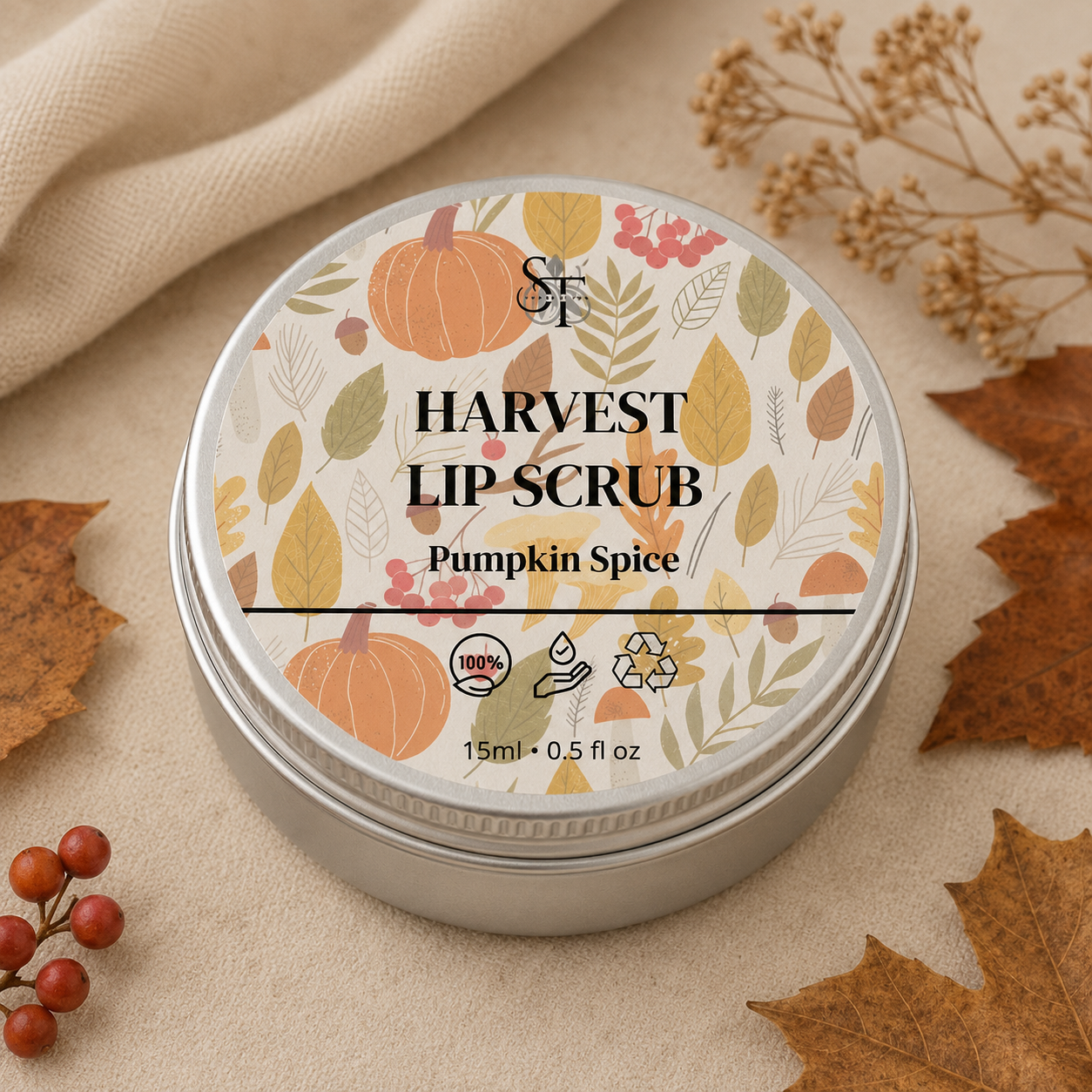 Pumpkin Spice Lip Scrub | Natural Lip Exfoliator 30ml