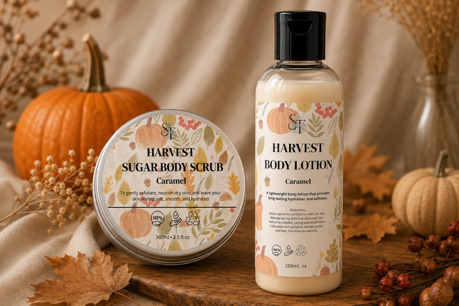 Caramel Sugar Body Scrub & Body Lotion Duo | Autumn Gift Set