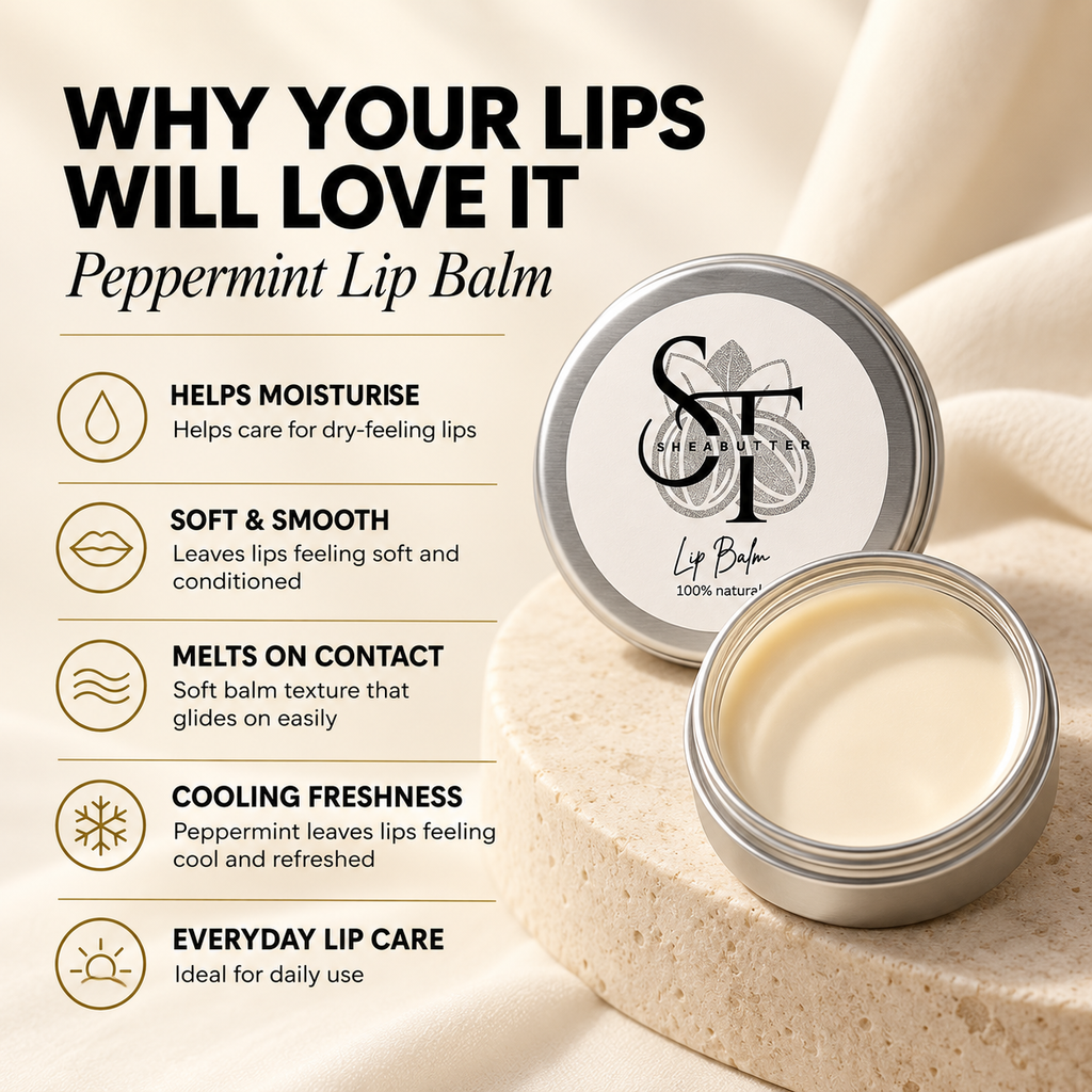 Peppermint Lip Balm | Natural Shea Butter Moisturising Lip Care 15ml