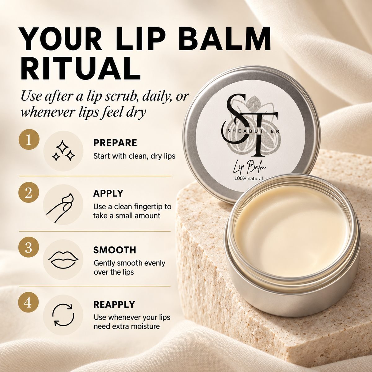 Peppermint Lip Balm | Natural Shea Butter Moisturising Lip Care 15ml