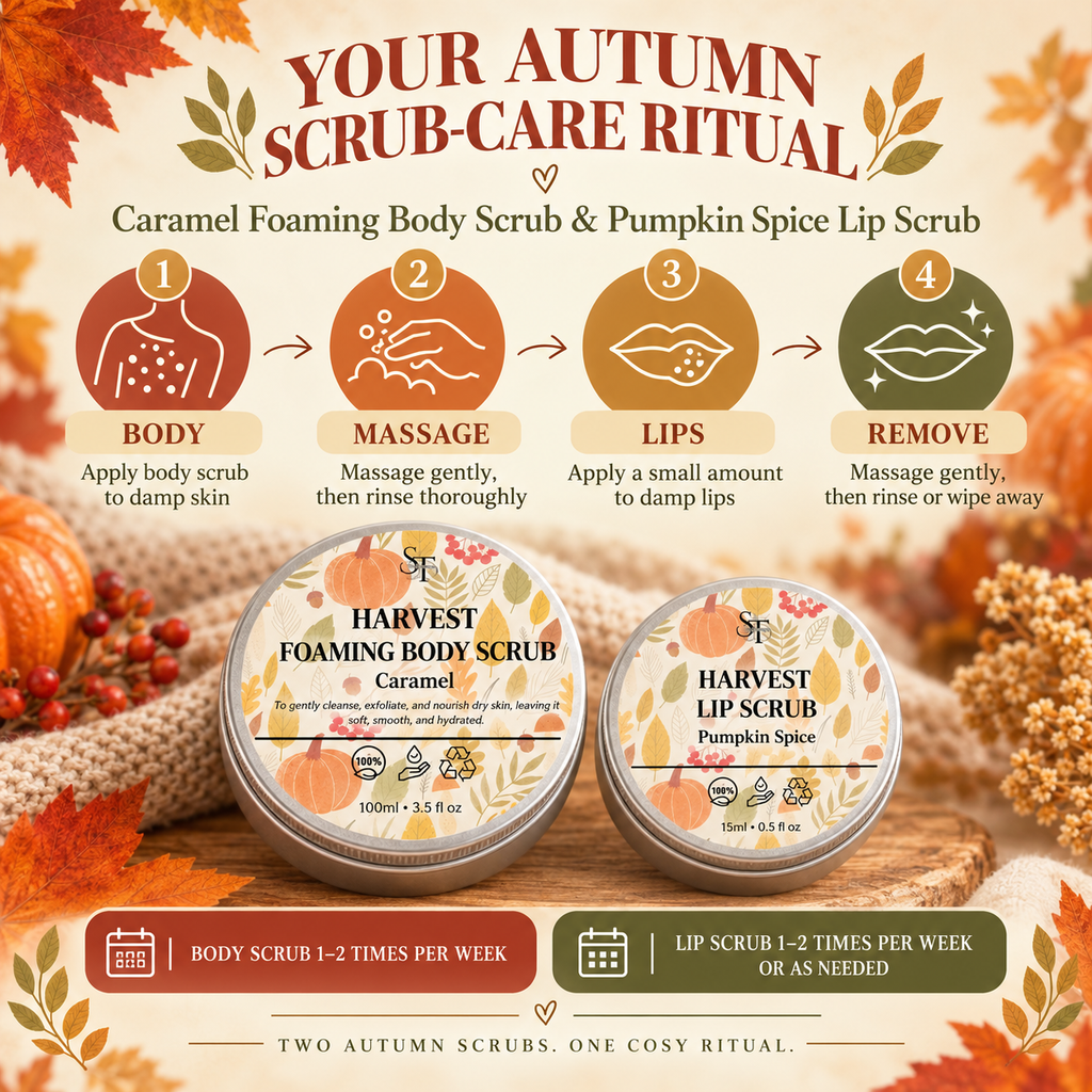 Caramel Foaming Body Scrub & Pumpkin Spice Lip Scrub Duo | Autumn Scrub Set